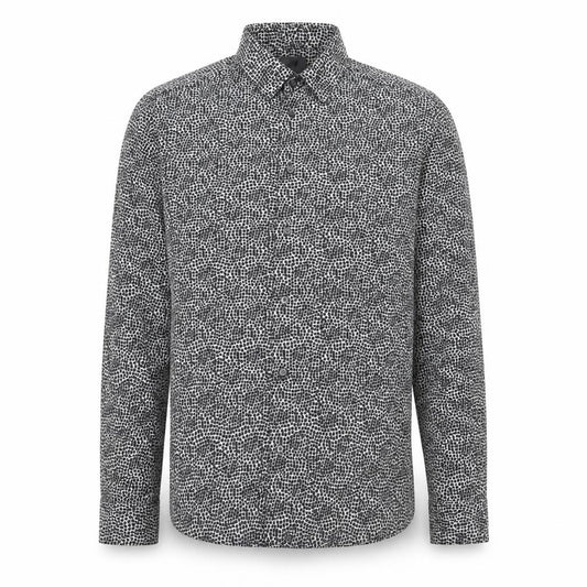 H&M Mens Black Geometric Cotton Button-Up Size M Collared Button