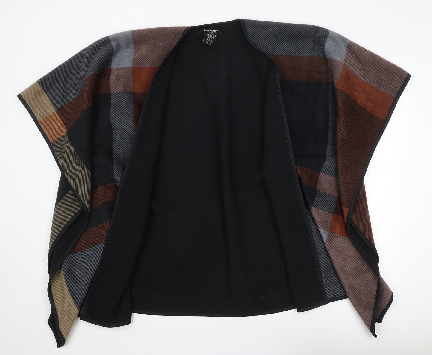 Ellen Reyes Womens Multicoloured Plaid Overcoat Poncho One Size