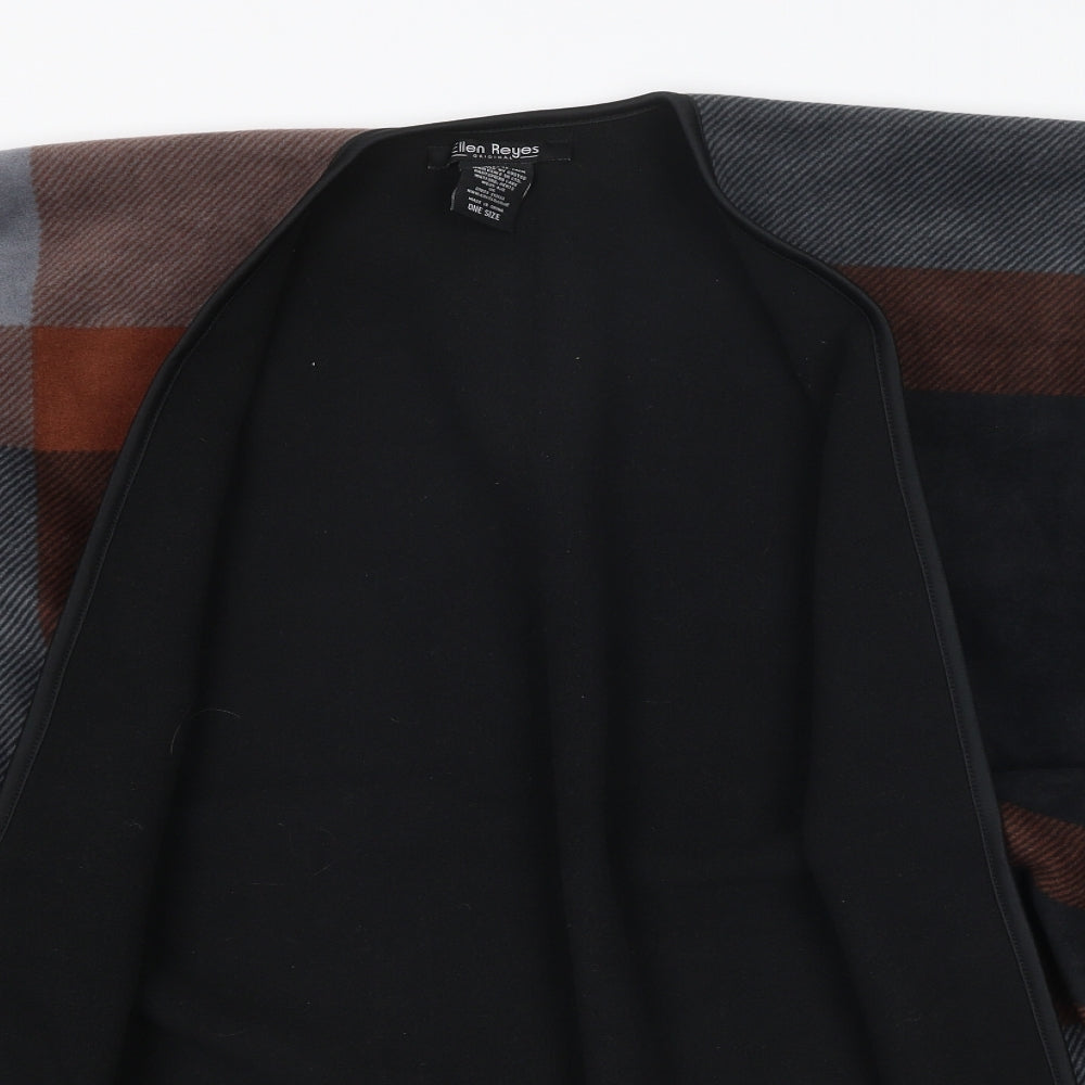 Ellen Reyes Womens Multicoloured Plaid Overcoat Poncho One Size