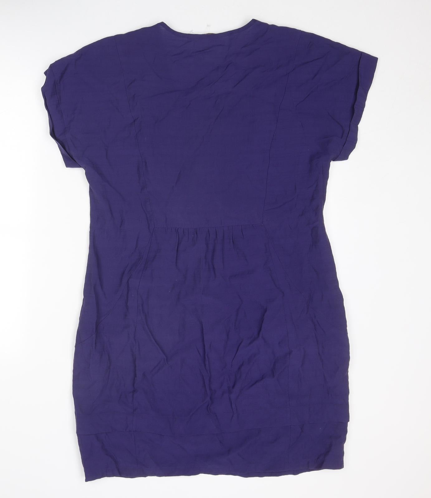 Sandwich Womens Purple Polyester A-Line Size 12 Round Neck Zip