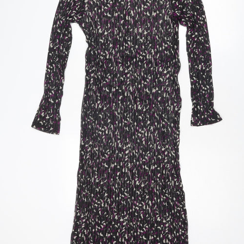 Marks and Spencer Womens Black Geometric Polyester Maxi Size 10 Round Neck Pullover