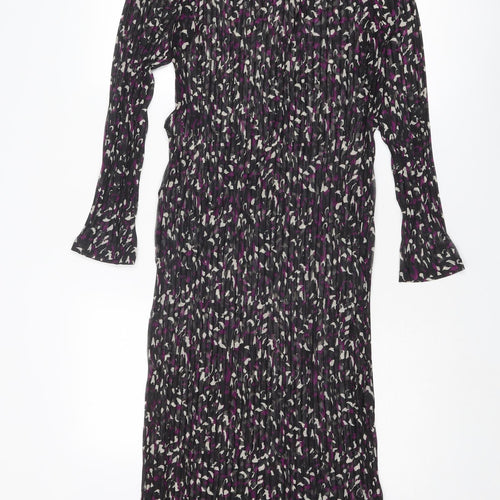 Marks and Spencer Womens Black Geometric Polyester Maxi Size 10 Round Neck Pullover