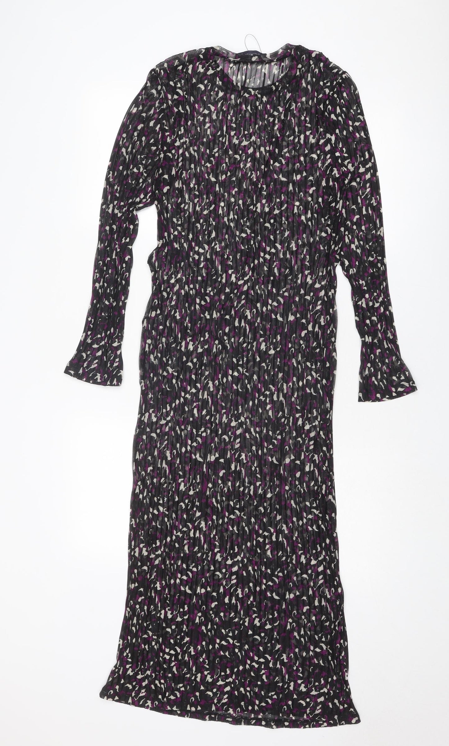 Marks and Spencer Womens Black Geometric Polyester Maxi Size 10 Round Neck Pullover