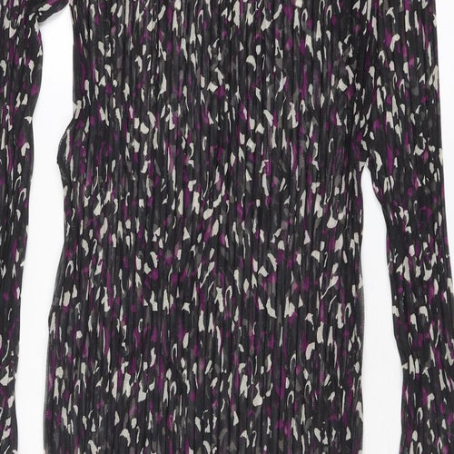 Marks and Spencer Womens Black Geometric Polyester Maxi Size 10 Round Neck Pullover