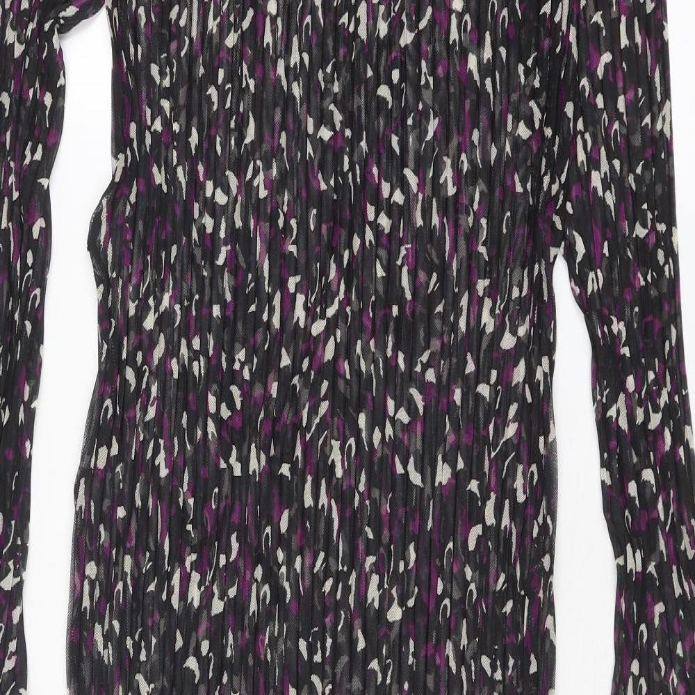 Marks and Spencer Womens Black Geometric Polyester Maxi Size 10 Round Neck Pullover