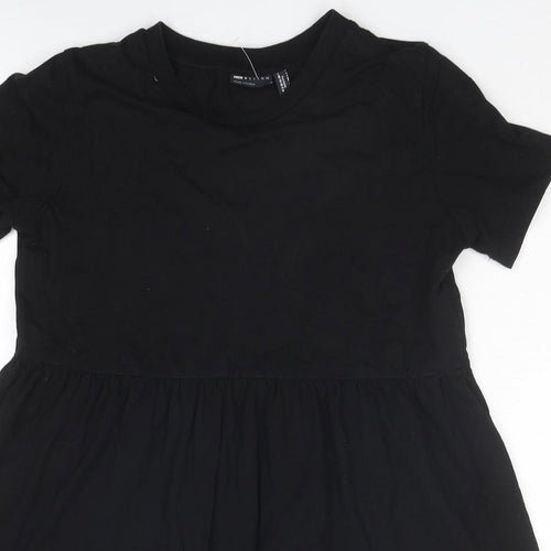 ASOS Womens Black Cotton Basic T-Shirt Size 8 Crew Neck - Crocheted Lace Trim