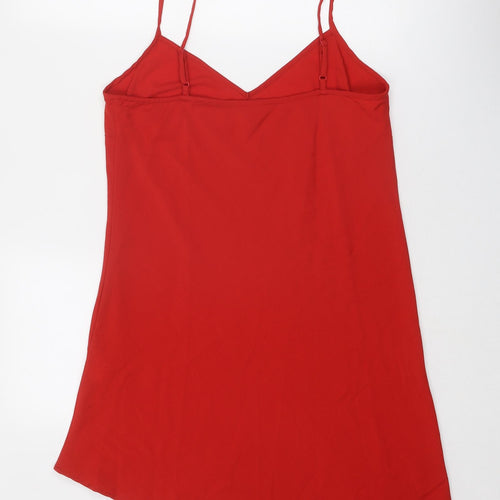 Debenhams Womens Red Polyester Slip Dress Size 12 V-Neck Pullover