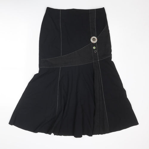 Garella Womens Black Polyester Swing Skirt Size 30 in Zip