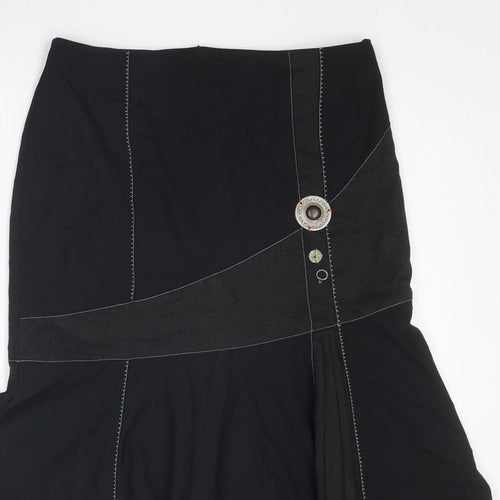 Garella Womens Black Polyester Swing Skirt Size 30 in Zip