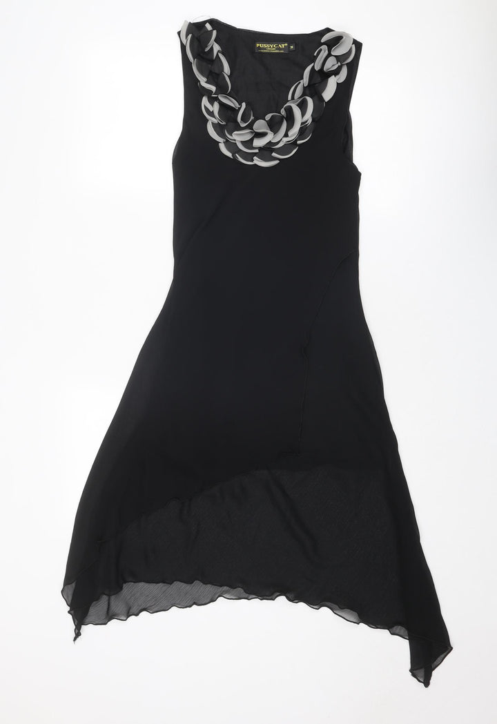 Pussycat London Womens Black Polyester Fit & Flare Size M Scoop Neck Pullover