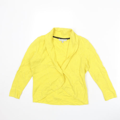 Laura Ashley Womens Yellow V-Neck Cotton Cardigan Jumper Size 10