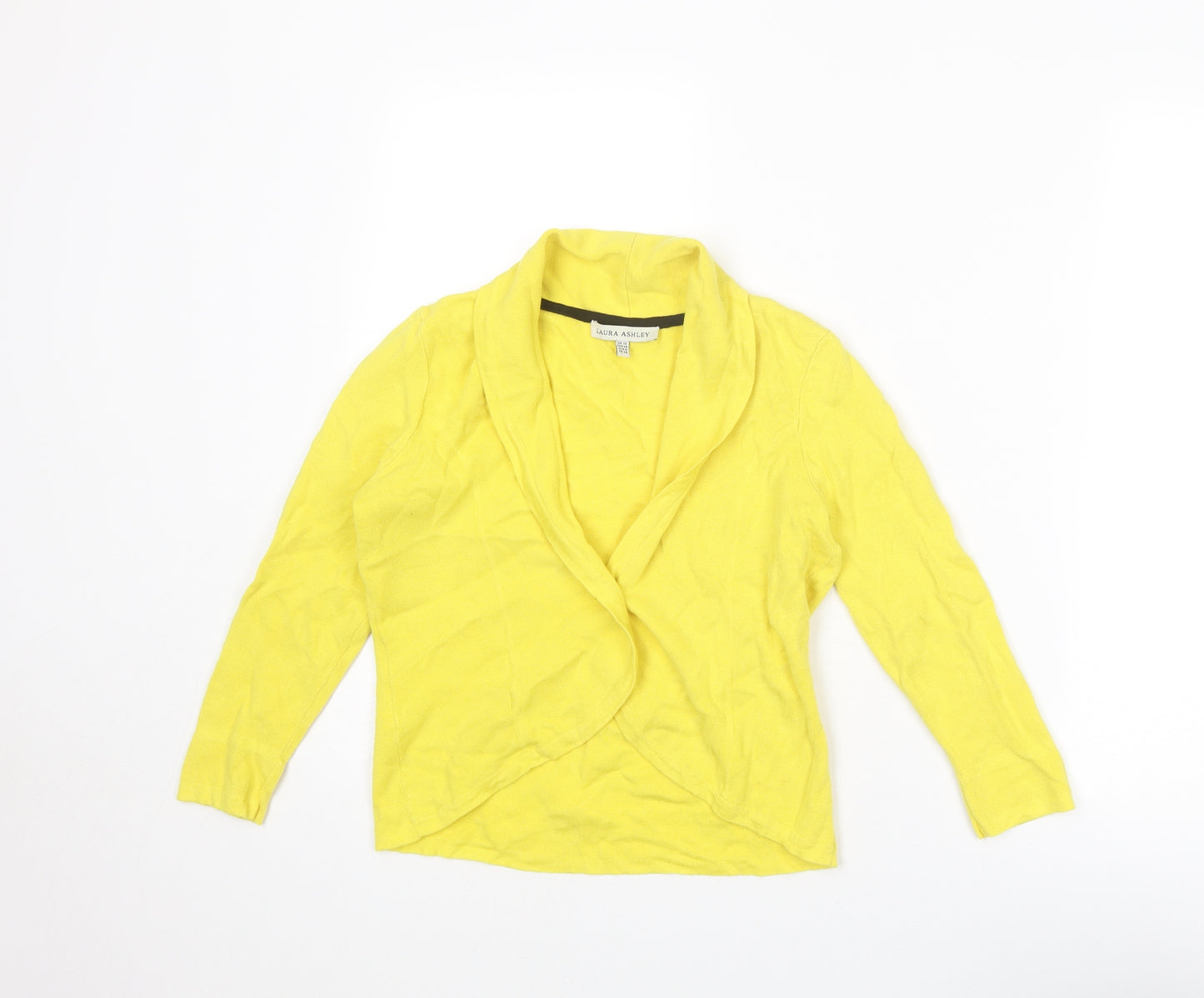 Laura Ashley Womens Yellow V-Neck Cotton Cardigan Jumper Size 10