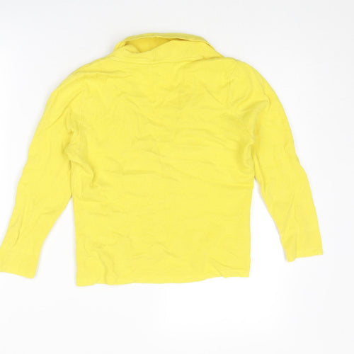 Laura Ashley Womens Yellow V-Neck Cotton Cardigan Jumper Size 10