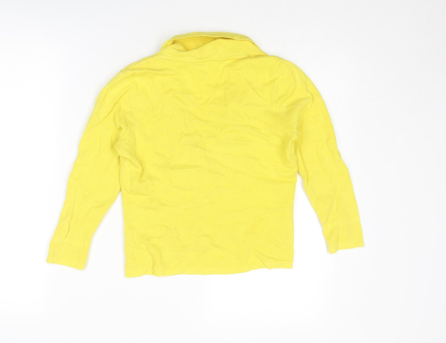 Laura Ashley Womens Yellow V-Neck Cotton Cardigan Jumper Size 10