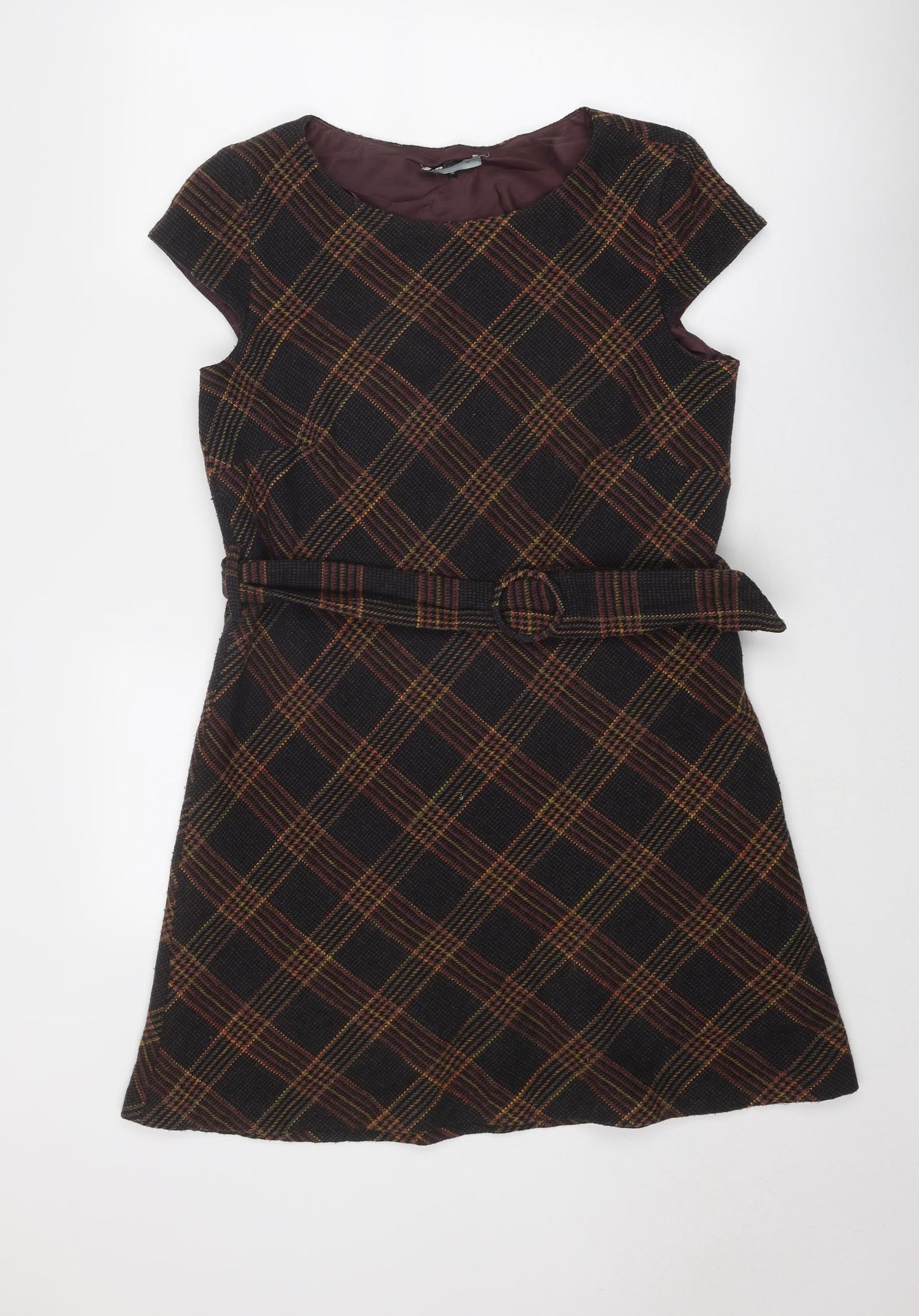 Red Herring Womens Multicoloured Plaid Polyester Shift Size 16 Round Neck Pullover