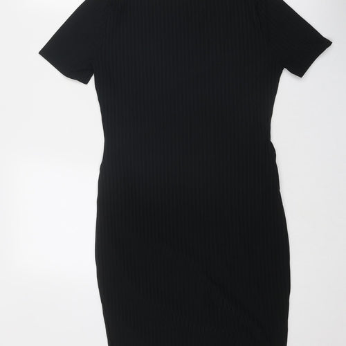 Boohoo Womens Black Polyester T-Shirt Dress Size 12 Round Neck Pullover