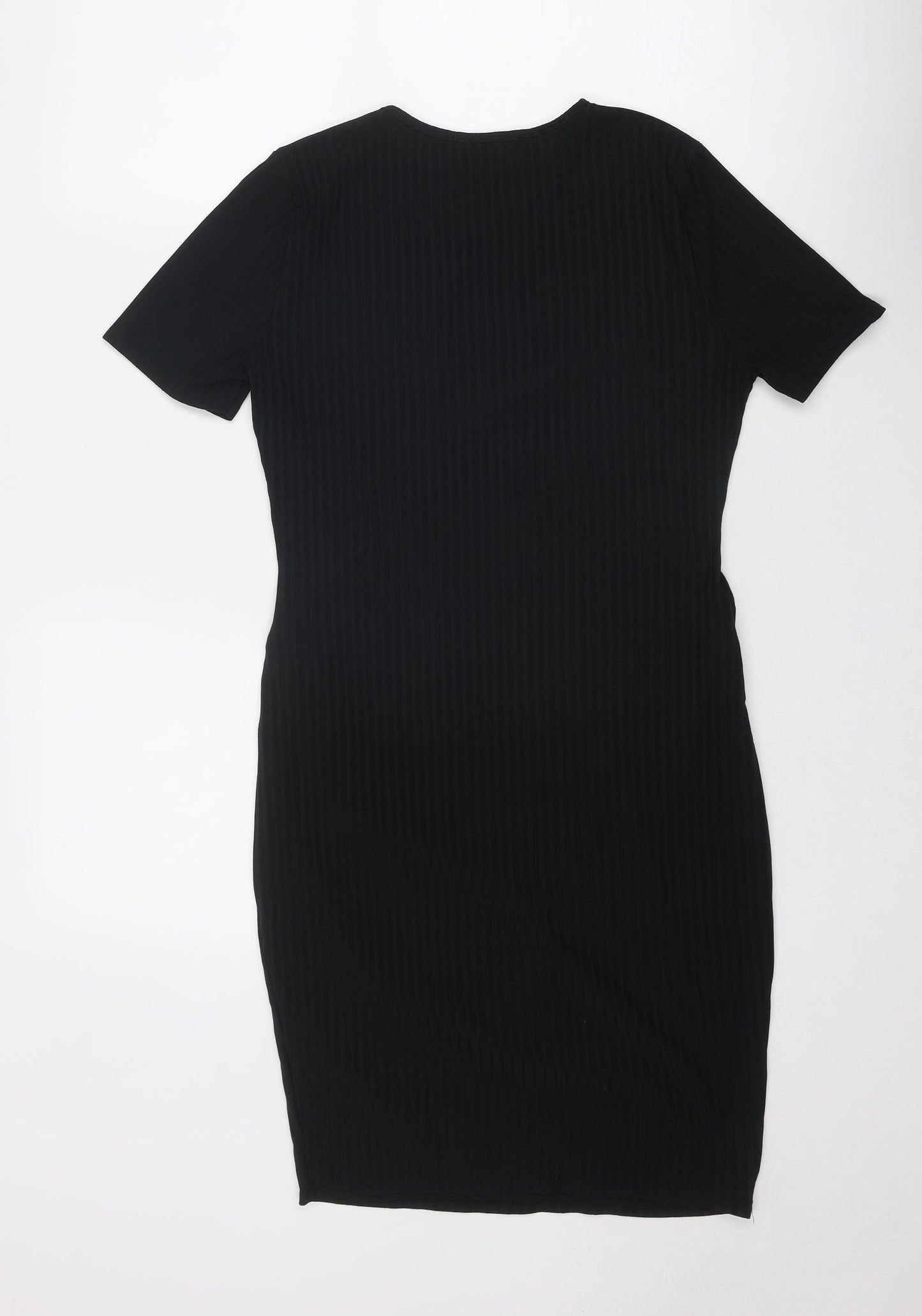 Boohoo Womens Black Polyester T-Shirt Dress Size 12 Round Neck Pullover