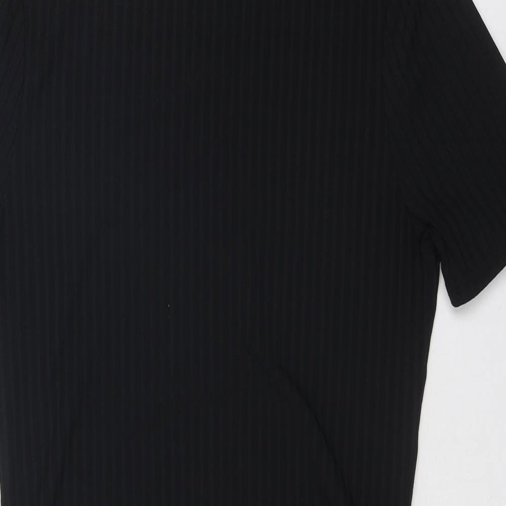 Boohoo Womens Black Polyester T-Shirt Dress Size 12 Round Neck Pullover