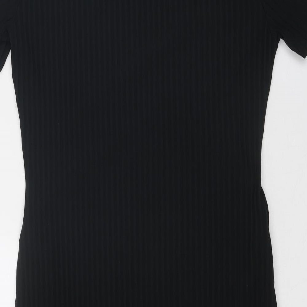 Boohoo Womens Black Polyester T-Shirt Dress Size 12 Round Neck Pullover