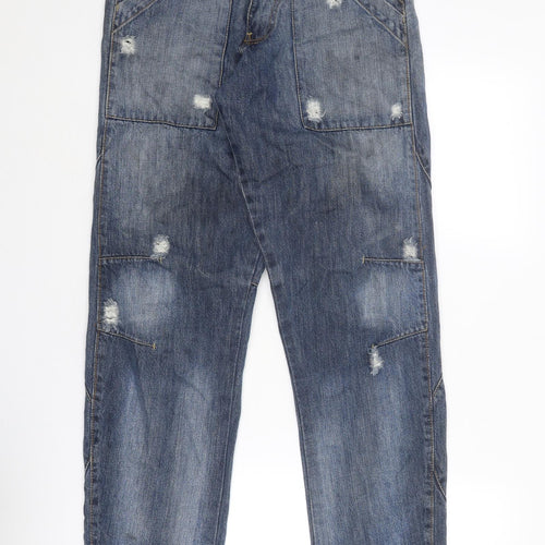 Crosshatch Mens Blue Cotton Straight Jeans Size 30 in Regular Zip