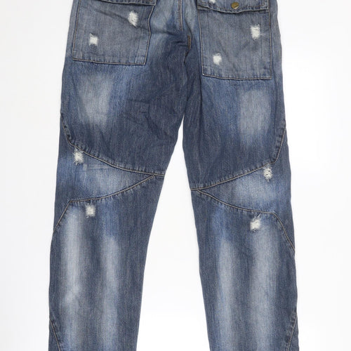 Crosshatch Mens Blue Cotton Straight Jeans Size 30 in Regular Zip