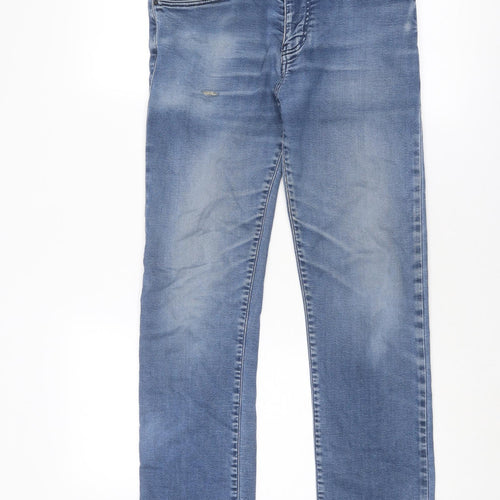 Emporio Armani Mens Blue Cotton Straight Jeans Size 30 in Regular Zip