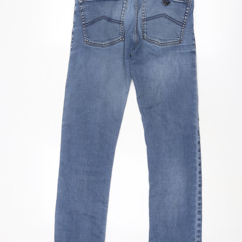 Emporio Armani Mens Blue Cotton Straight Jeans Size 30 in Regular Zip