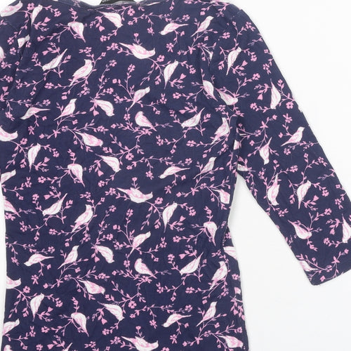 Dorothy Perkins Womens Blue Geometric Cotton Basic T-Shirt Size 8 Scoop Neck