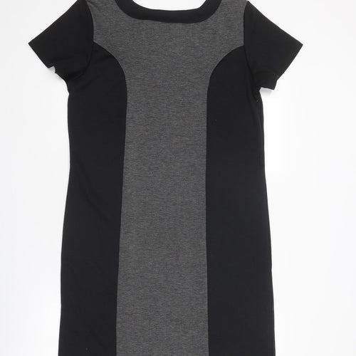 Mimosa Womens Black Colourblock Polyester T-Shirt Dress Size 14 Round Neck Pullover