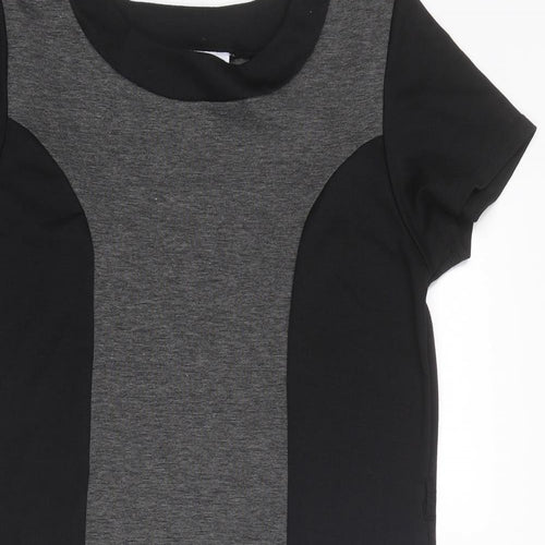 Mimosa Womens Black Colourblock Polyester T-Shirt Dress Size 14 Round Neck Pullover