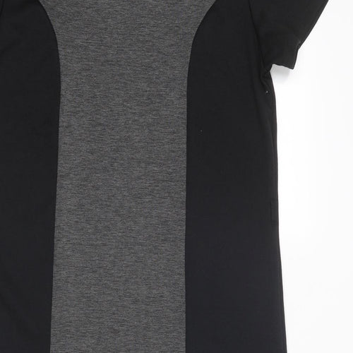 Mimosa Womens Black Colourblock Polyester T-Shirt Dress Size 14 Round Neck Pullover