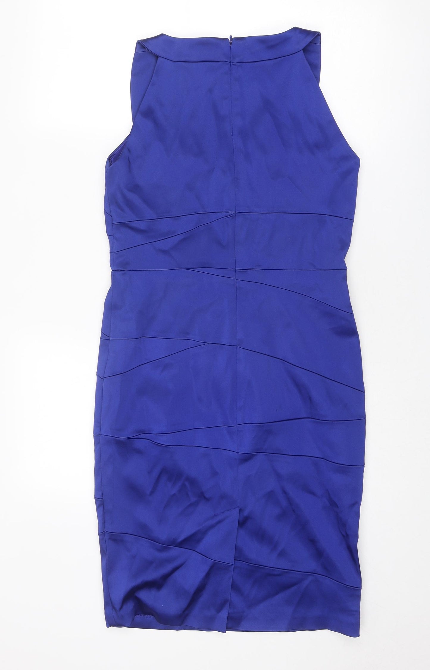 Studio Classics Womens Blue Acetate Shift Size 14 Round Neck Zip