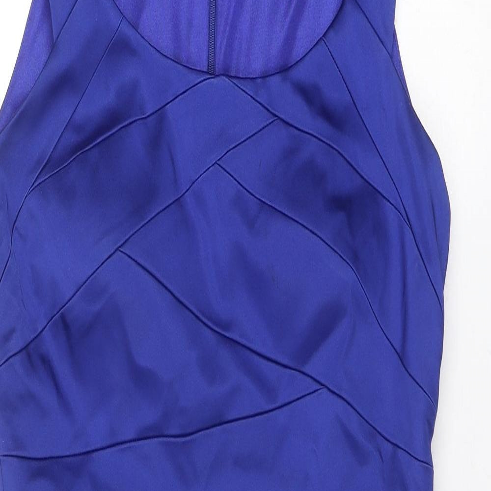 Studio Classics Womens Blue Acetate Shift Size 14 Round Neck Zip