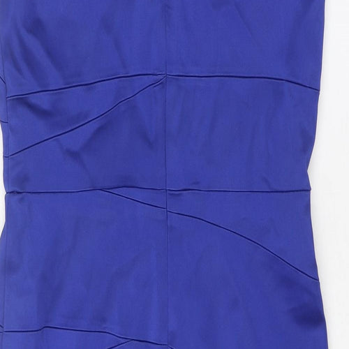 Studio Classics Womens Blue Acetate Shift Size 14 Round Neck Zip