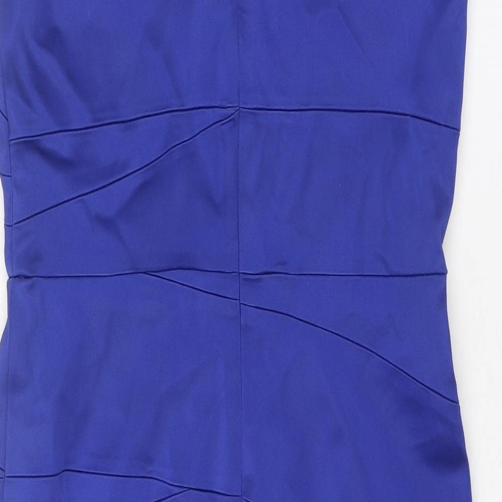 Studio Classics Womens Blue Acetate Shift Size 14 Round Neck Zip