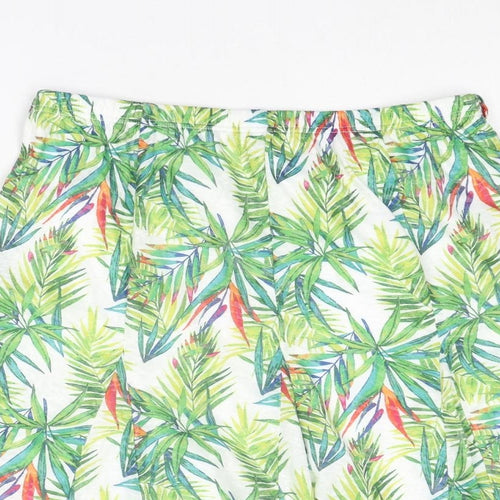 Anna Rose Womens Green Geometric Polyamide Swing Skirt Size 10 - Leaf pattern
