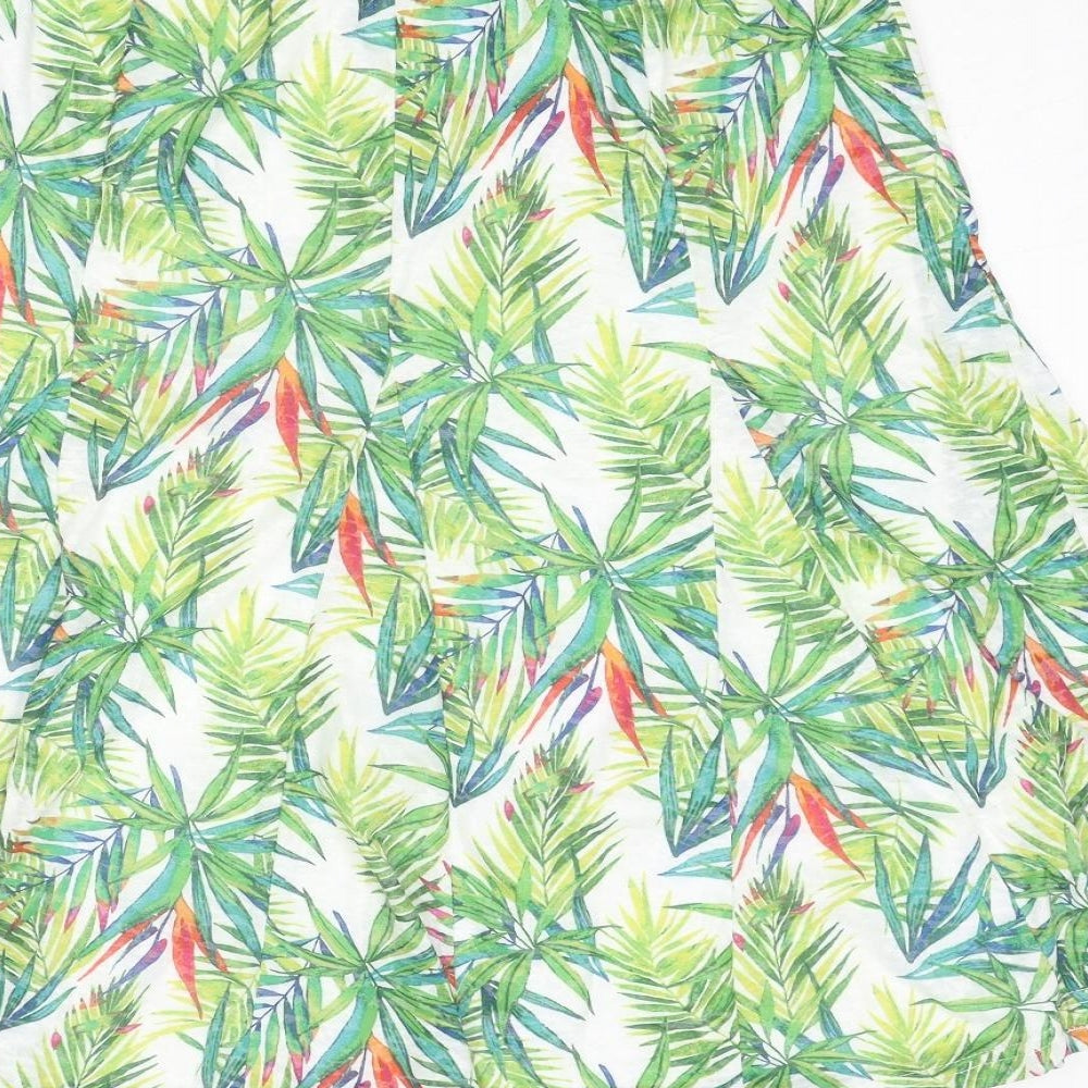 Anna Rose Womens Green Geometric Polyamide Swing Skirt Size 10 - Leaf pattern