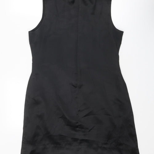 Miss Selfridge Womens Black Polyester Shift Size 14 Round Neck Zip