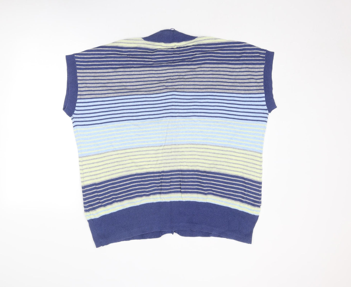Evans Womens Blue Round Neck Striped Cotton Cardigan Jumper Size 22 - Size 22-24