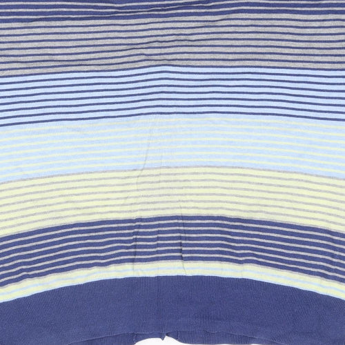 Evans Womens Blue Round Neck Striped Cotton Cardigan Jumper Size 22 - Size 22-24