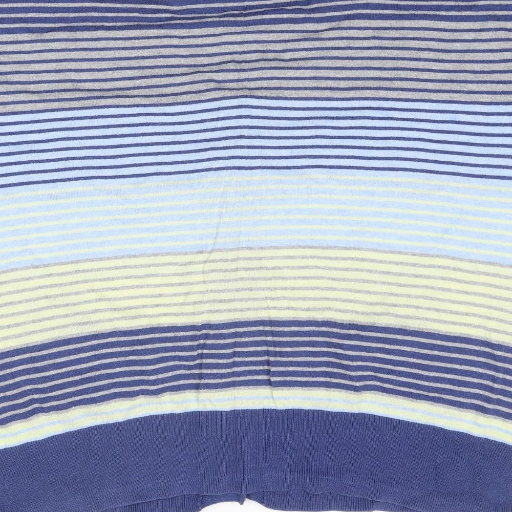 Evans Womens Blue Round Neck Striped Cotton Cardigan Jumper Size 22 - Size 22-24