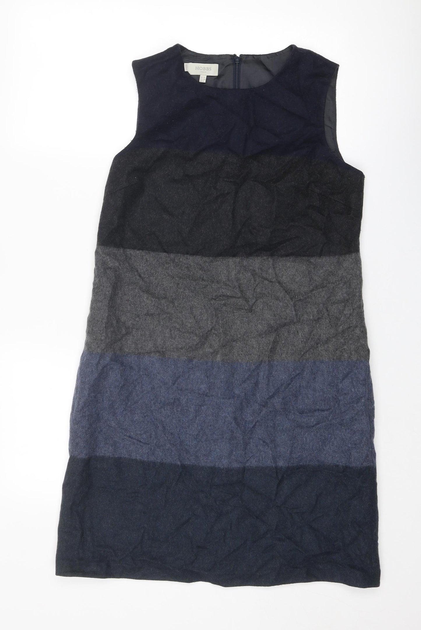 Hobbs Womens Blue Colourblock Wool Shift Size 10 Round Neck Zip