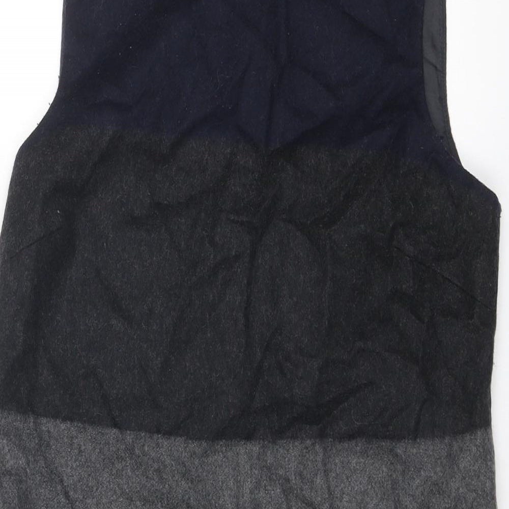 Hobbs Womens Blue Colourblock Wool Shift Size 10 Round Neck Zip