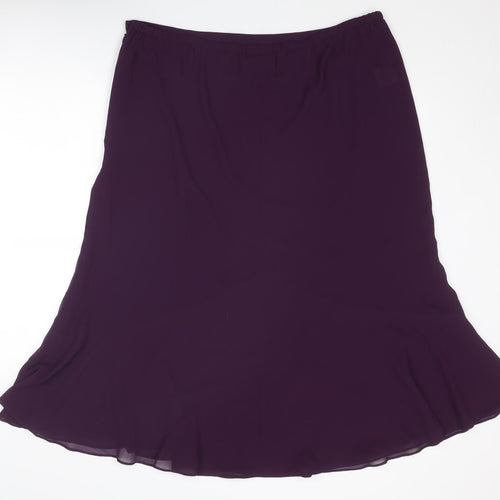 Jacques Vert Womens Purple Floral Polyester Swing Skirt Size 20 Zip