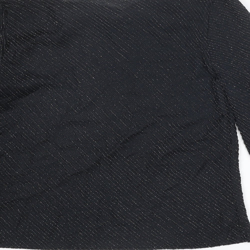 St Michael Womens Black Polyamide Basic Blouse Size 16 Boat Neck
