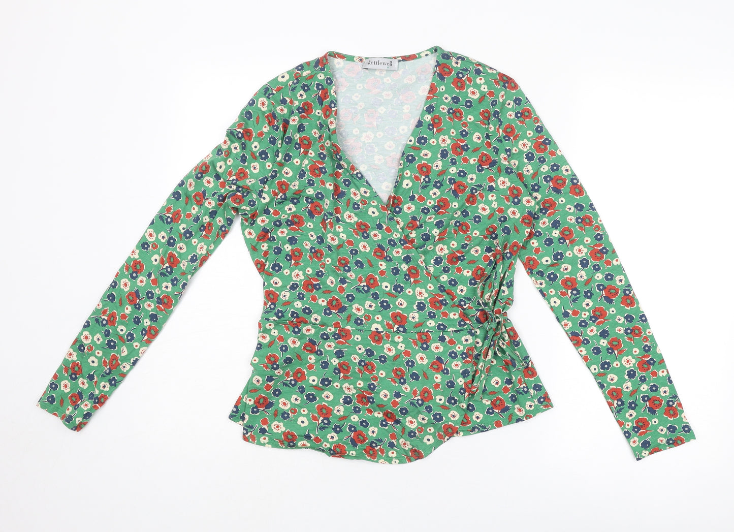 Kettlewell Womens Multicoloured Floral Cotton Wrap Blouse Size M V-Neck