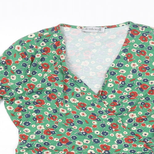 Kettlewell Womens Multicoloured Floral Cotton Wrap Blouse Size M V-Neck