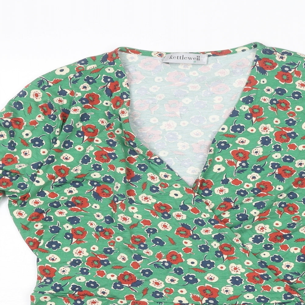 Kettlewell Womens Multicoloured Floral Cotton Wrap Blouse Size M V-Neck