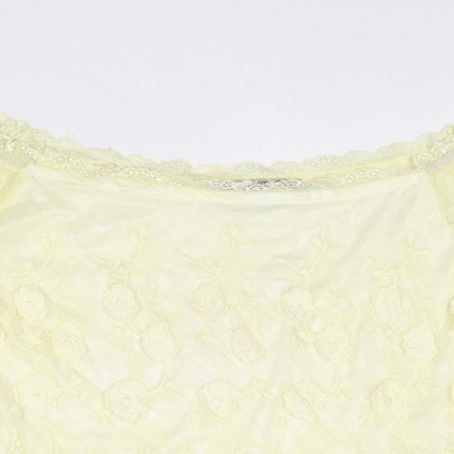 Parisian Collection Womens Yellow Polyester Basic Blouse Size S Off the Shoulder - Size S-M