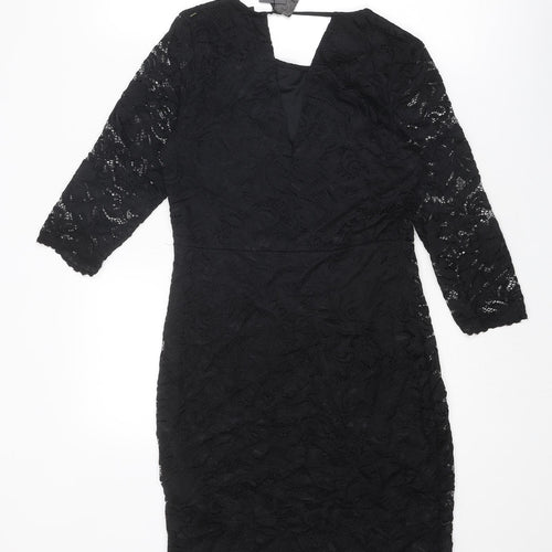 VERO MODA Womens Black Geometric Viscose Shift Size M Round Neck Pullover